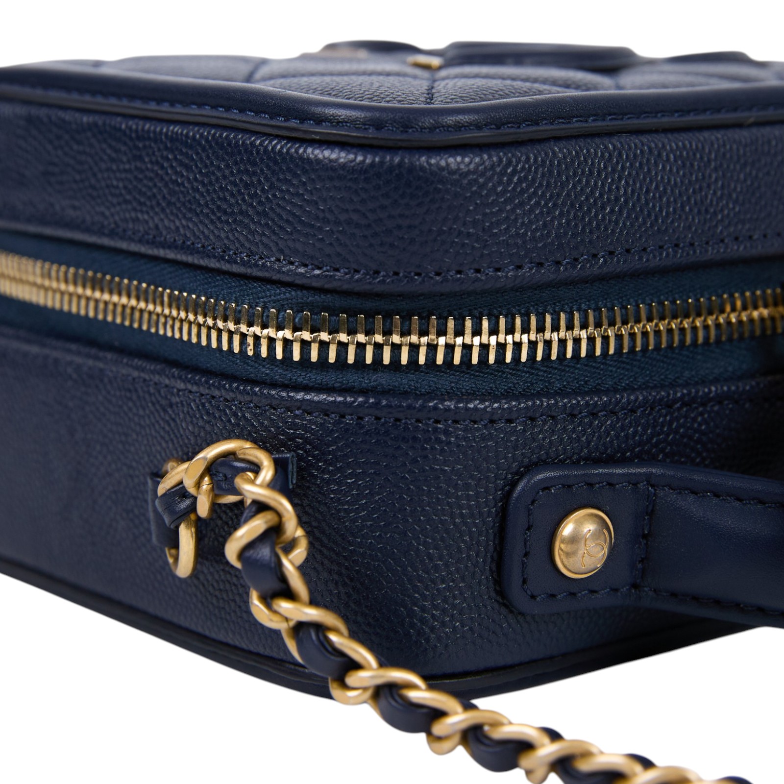 香奈兒 CHANEL Vanity Case Handle 斜背 手提 化妝箱 A93342 Y83371 26開深藍vANITY CASE17 原廠盒子/防塵袋/購買證明/保證卡