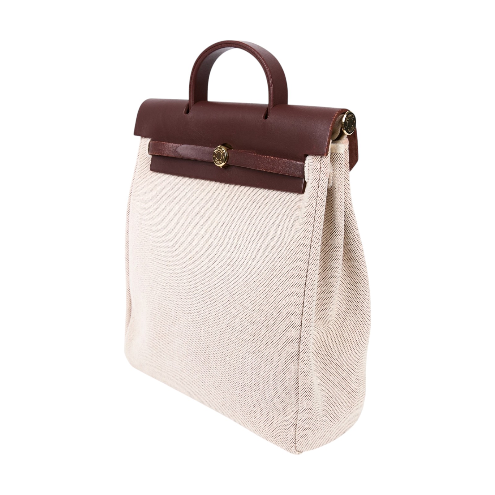 愛馬仕 Hermes Herbag Ado HERADO 口E刻 口E刻 米帆布咖邊HERBAG後背包 鎖組/替換包身