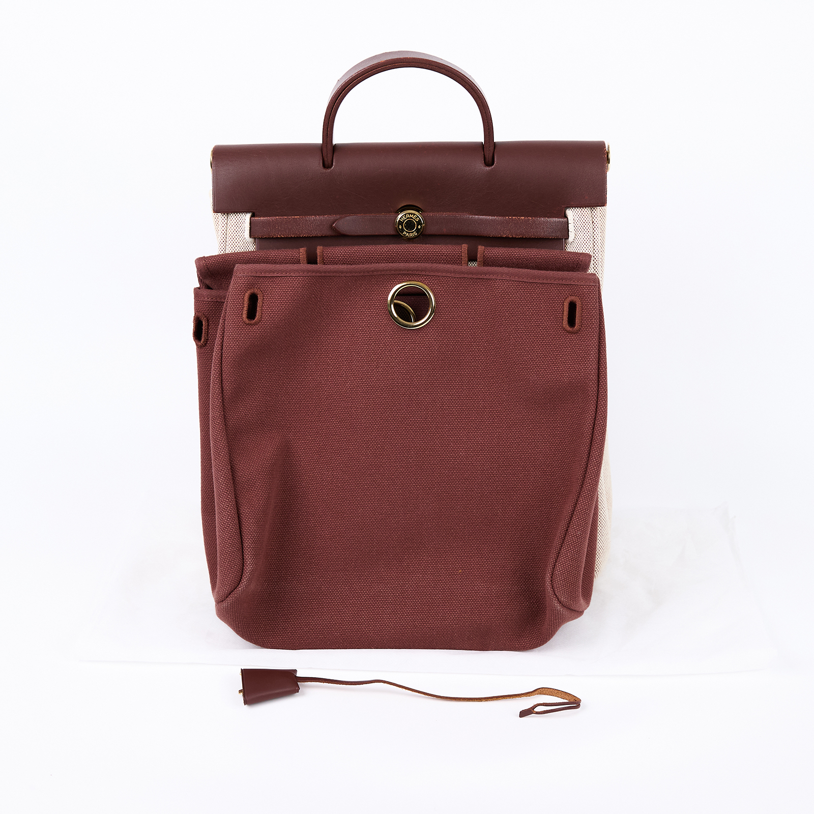 愛馬仕 Hermes Herbag Ado HERADO 口E刻 口E刻 米帆布咖邊HERBAG後背包 鎖組/替換包身