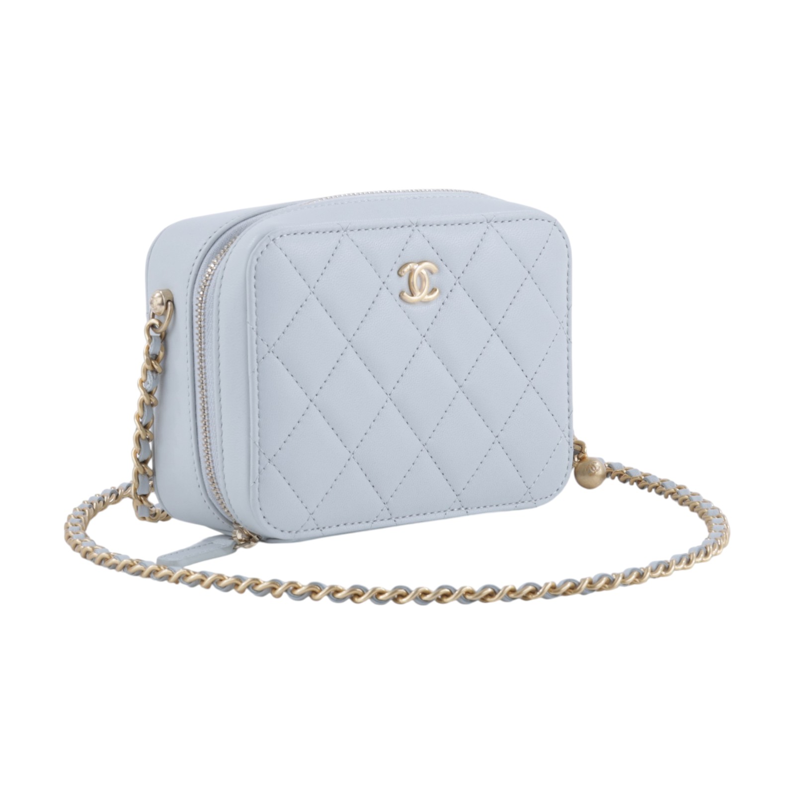 香奈兒 CHANEL CC LOGO 相機包 斜背包 AP2426 晶片款 灰金球相機包 原廠盒子/防塵袋