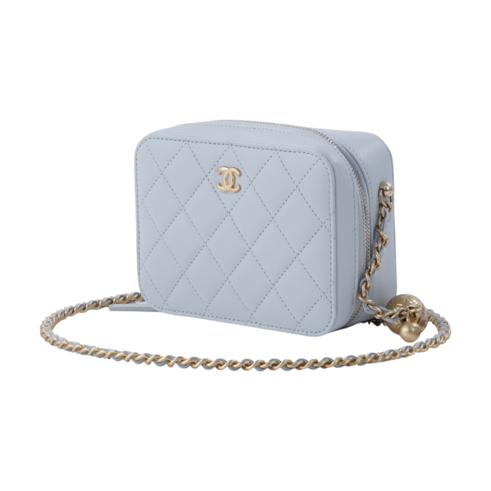 香奈兒 CHANEL CC LOGO 相機包 斜背包 AP2426 晶片款 灰金球相機包 原廠盒子/防塵袋