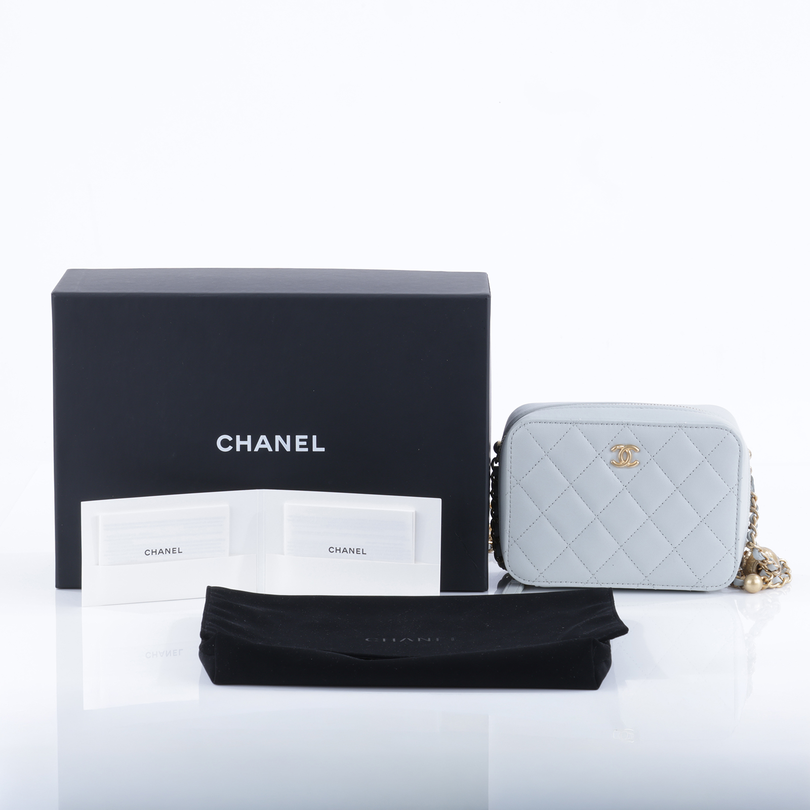 香奈兒 CHANEL CC LOGO 相機包 斜背包 AP2426 晶片款 灰金球相機包 原廠盒子/防塵袋