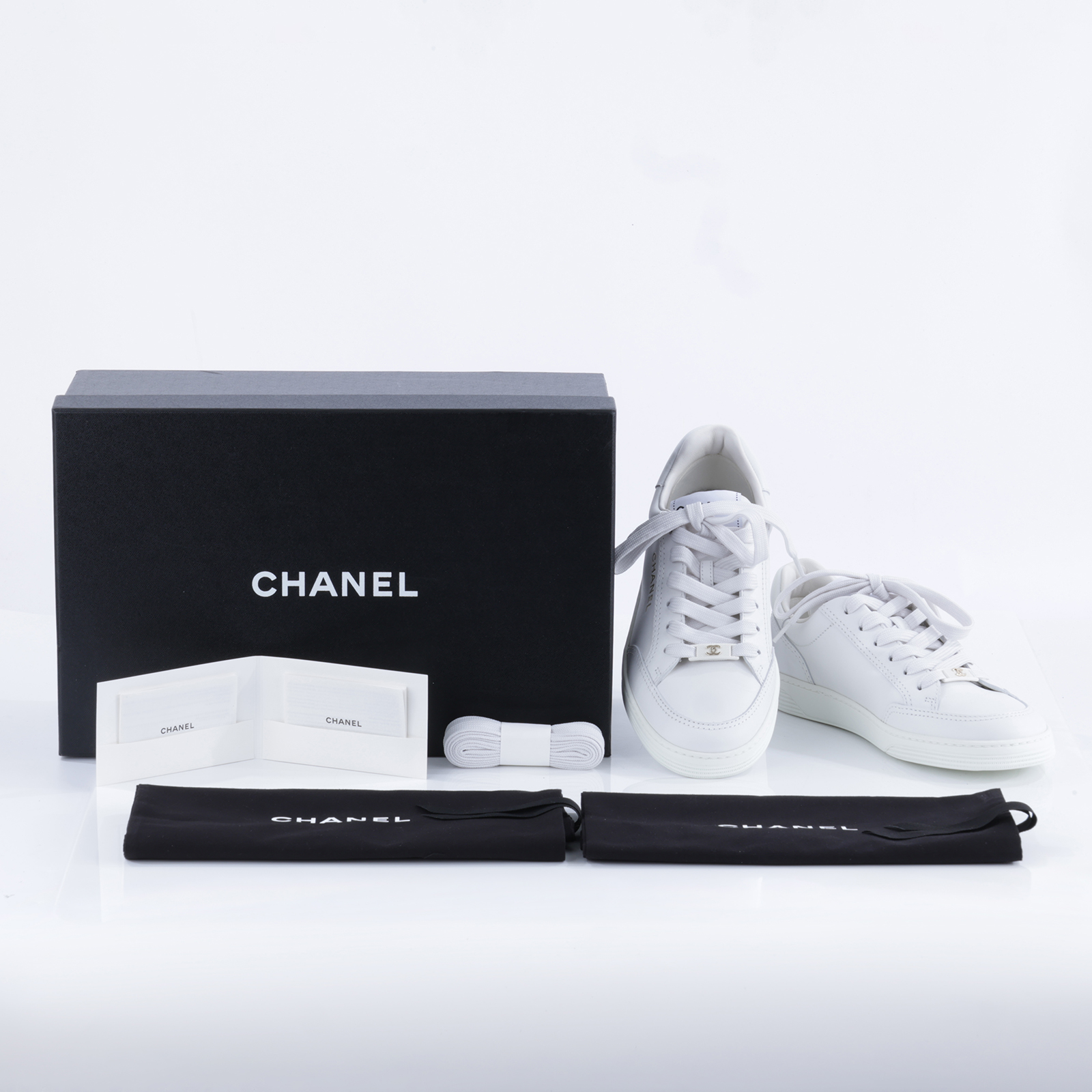 香奈兒 CHANEL CC LOGO 球鞋 運動鞋 G45085_36 白休閒鞋#36 原廠盒子/防塵袋
