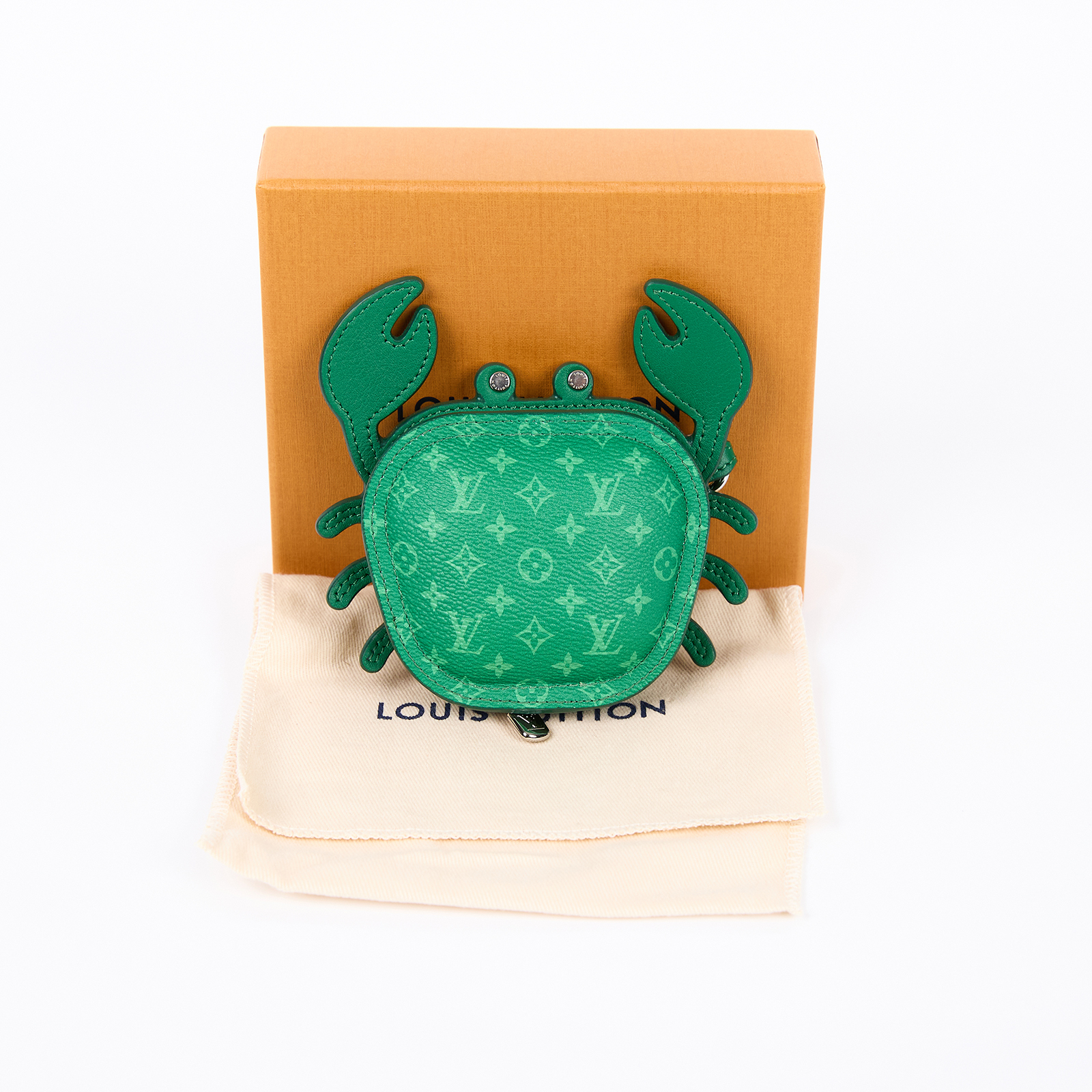 路易威登 LOUIS VUITTON 螃蟹 零錢包 吊飾 包掛 鑰匙扣 M01931 綠原花Crab 包包吊飾 原廠盒子/防塵袋