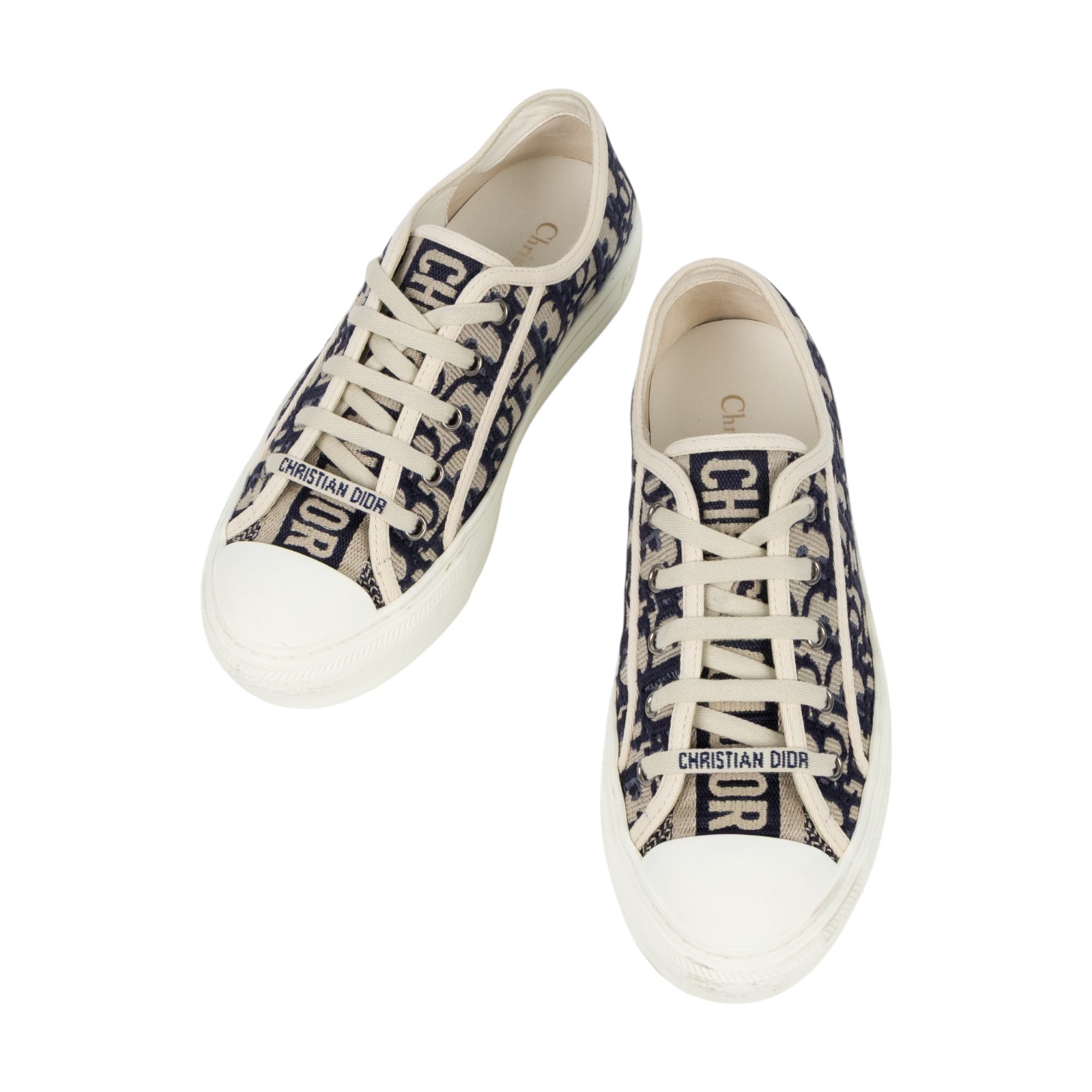 迪奧 CHRISTIAN DIOR Walkn Dior 厚底運動鞋 KCK211OBE_375 藍刺繡 運動鞋 無附屬品