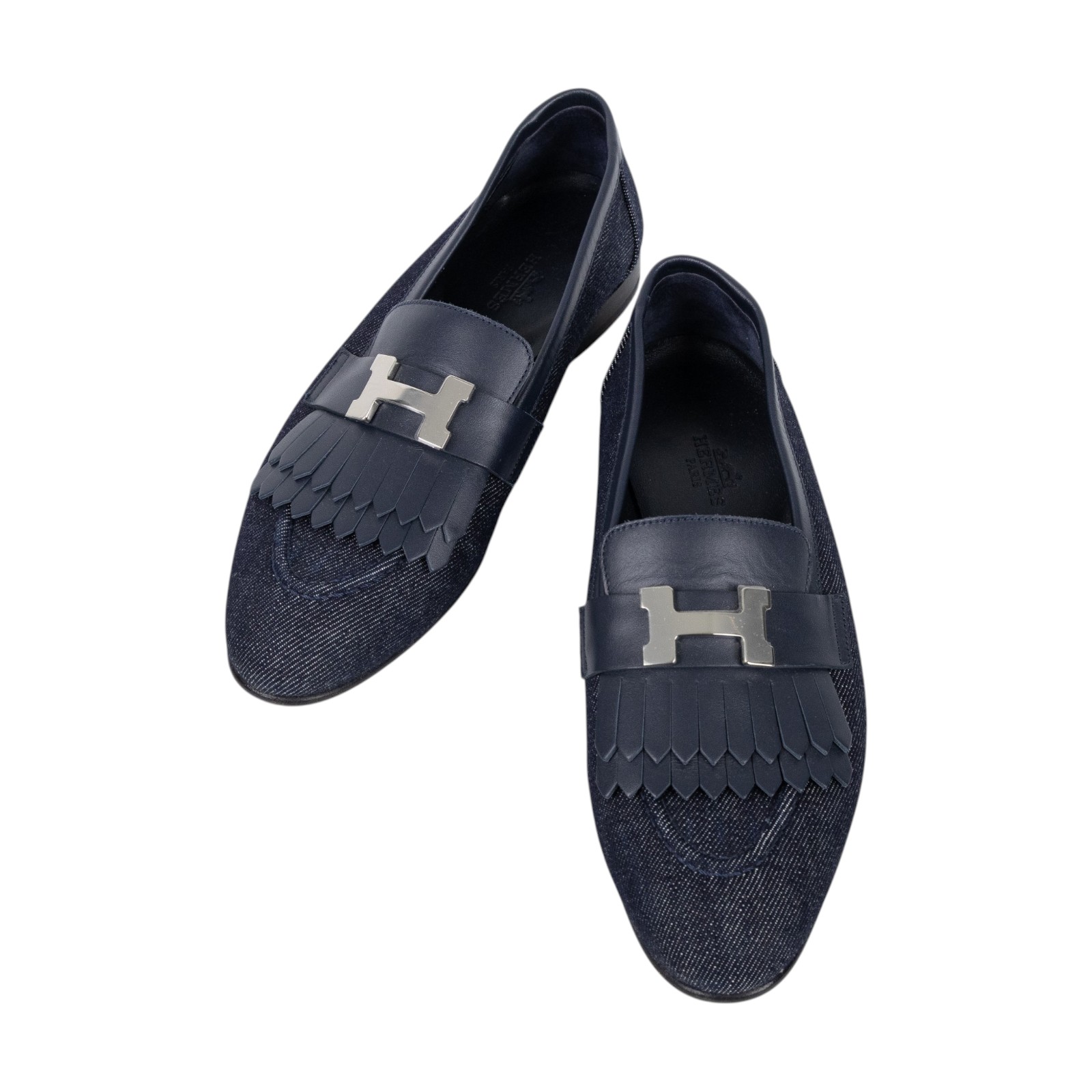 愛馬仕 Hermes Royal 樂福鞋 Royal Loafer H231050Zv48360 AF231050Z 2212 牛仔流蘇銀H樂福鞋#36 防塵袋