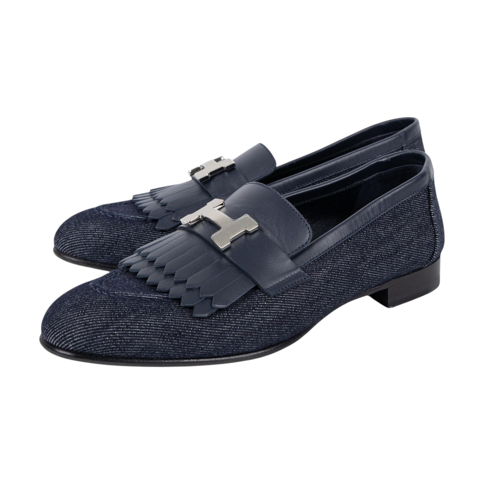 愛馬仕 Hermes Royal 樂福鞋 Royal Loafer H231050Zv48360 AF231050Z 2212 牛仔流蘇銀H樂福鞋#36 防塵袋