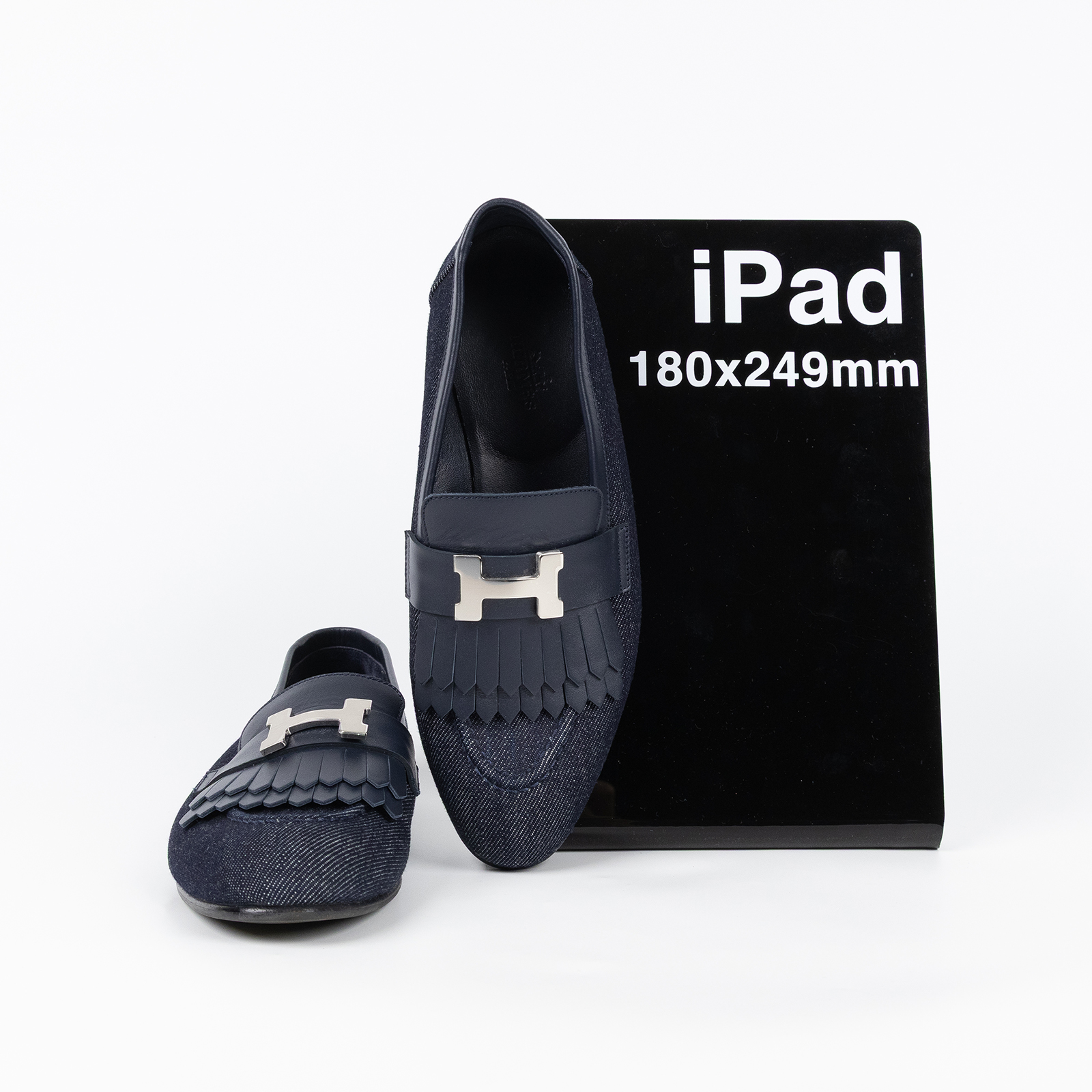 愛馬仕 Hermes Royal 樂福鞋 Royal Loafer H231050Zv48360 AF231050Z 2212 牛仔流蘇銀H樂福鞋#36 防塵袋