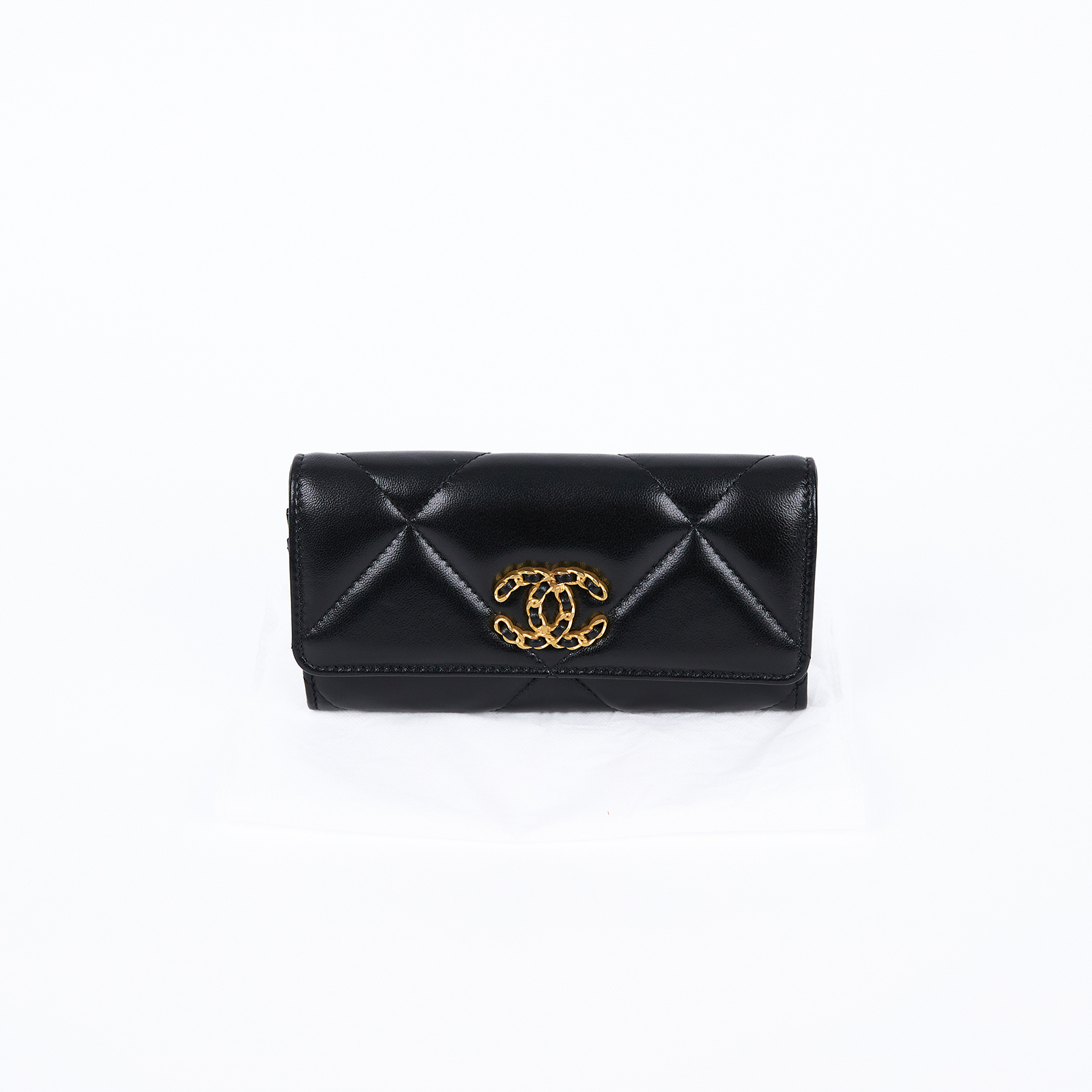 香奈兒 CHANEL 19 二折 扣式 長夾 AP0953 晶片款 黑19中夾 無附屬品
