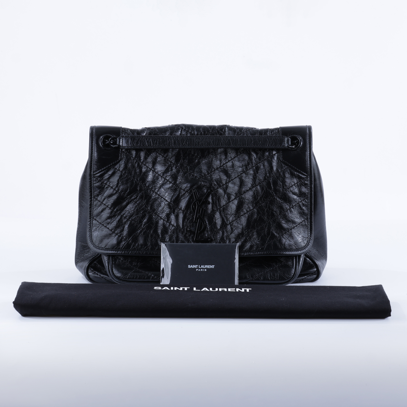 聖羅蘭 YSL SAINT LAURENT Niki 復古皮革 中型手袋 6331830EN08 黑NIKI 大號 防塵袋