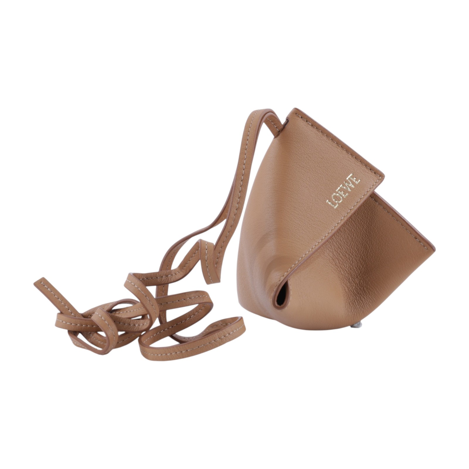 羅意威 LOEWE Origami 頸掛小包  棕皮革三角吊飾 無附屬品