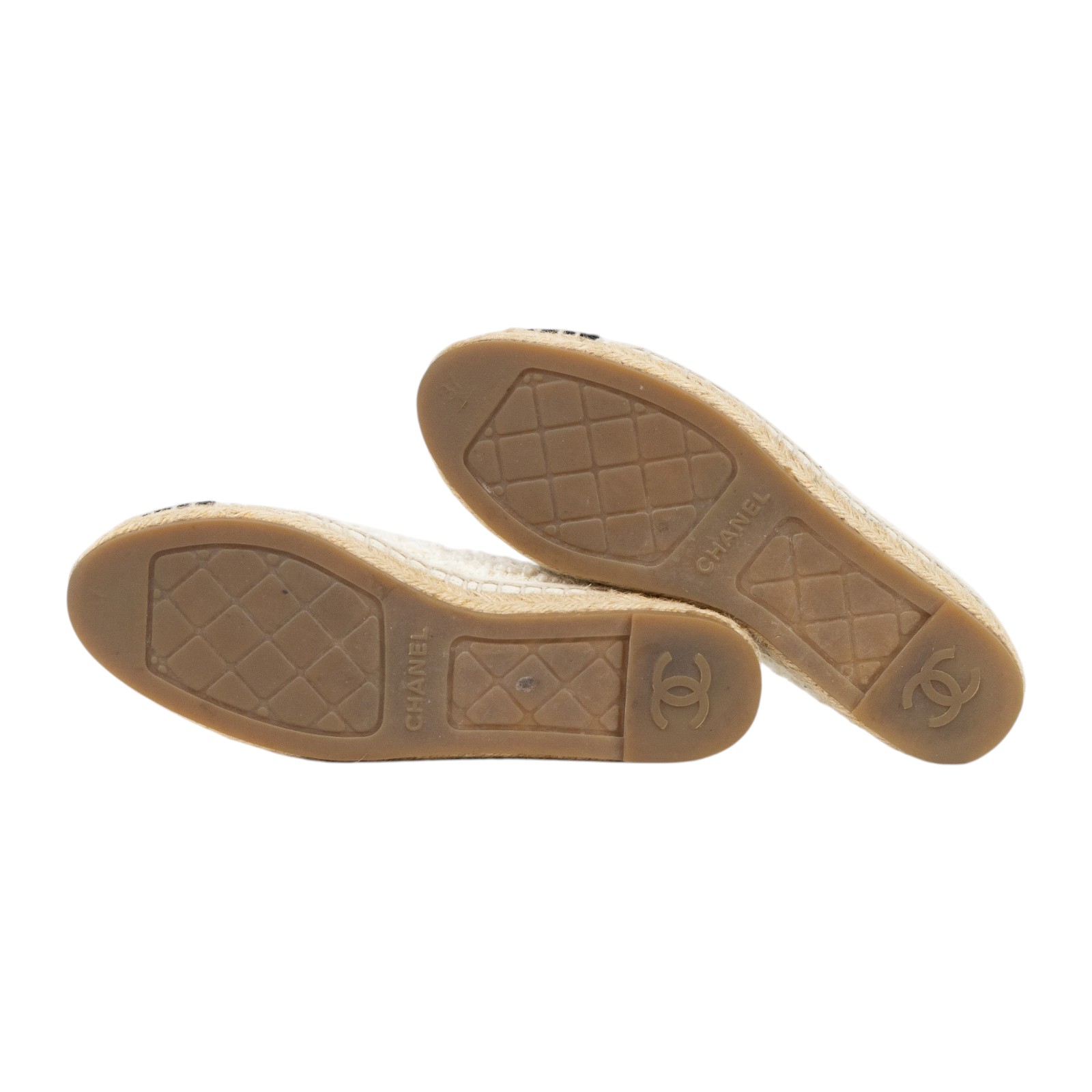 香奈兒 CHANEL Espadrilles 漁夫鞋 G29762 Y56029_37 黑白毛尼草編鞋#37 原廠盒子/防塵袋/購買證明
