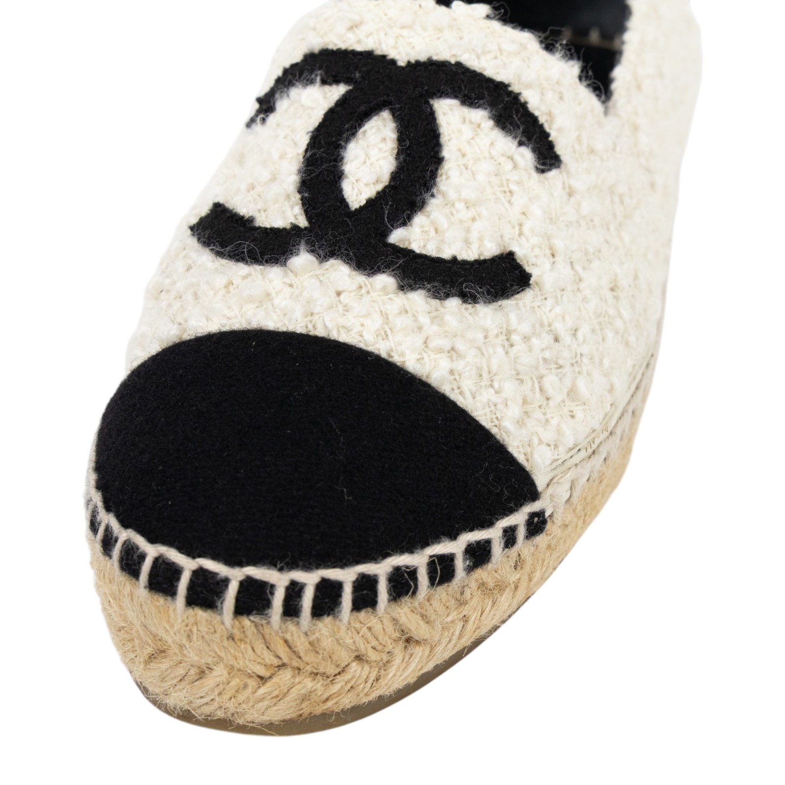 香奈兒 CHANEL Espadrilles 漁夫鞋 G29762 Y56029_37 黑白毛尼草編鞋#37 原廠盒子/防塵袋/購買證明