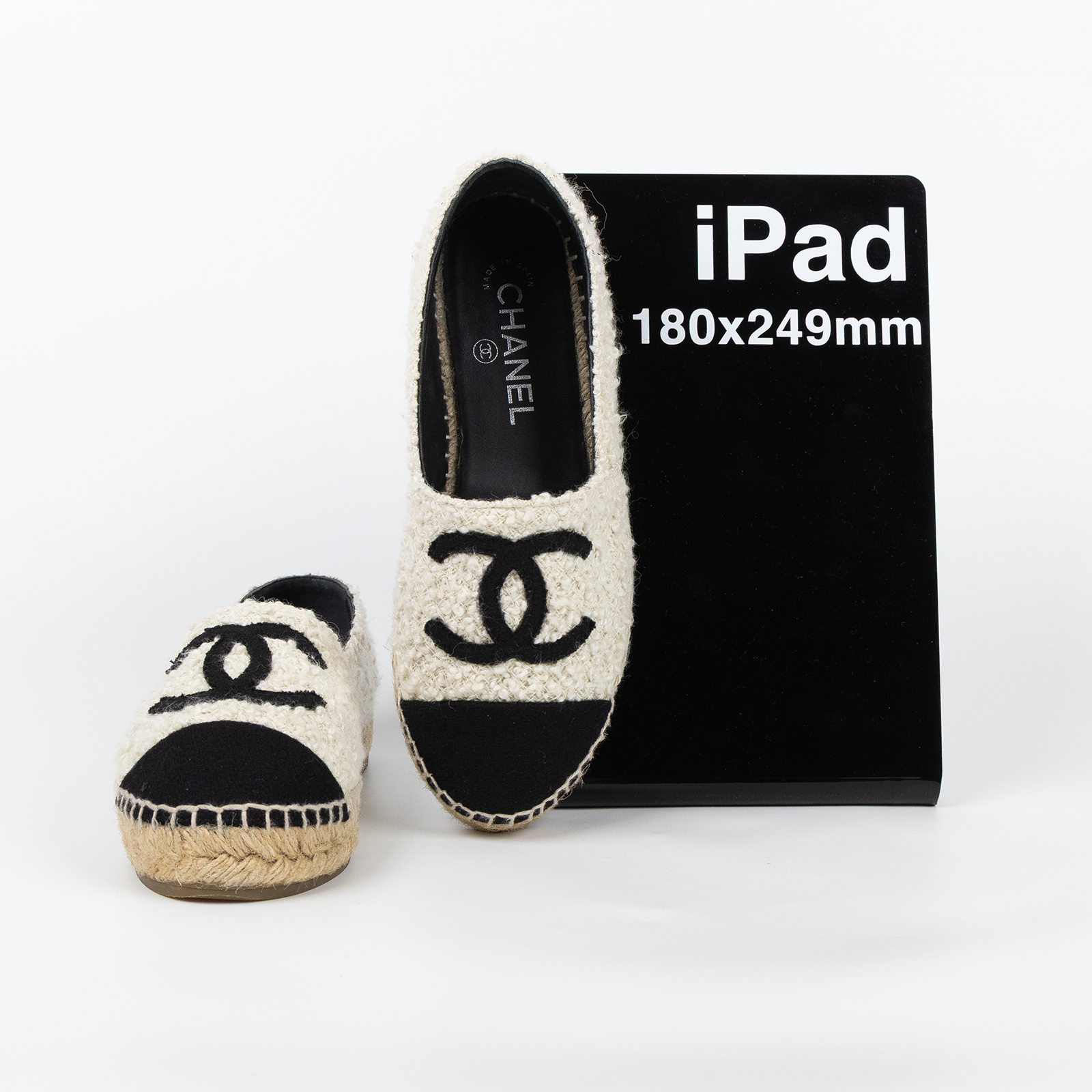香奈兒 CHANEL Espadrilles 漁夫鞋 G29762 Y56029_37 黑白毛尼草編鞋#37 原廠盒子/防塵袋/購買證明
