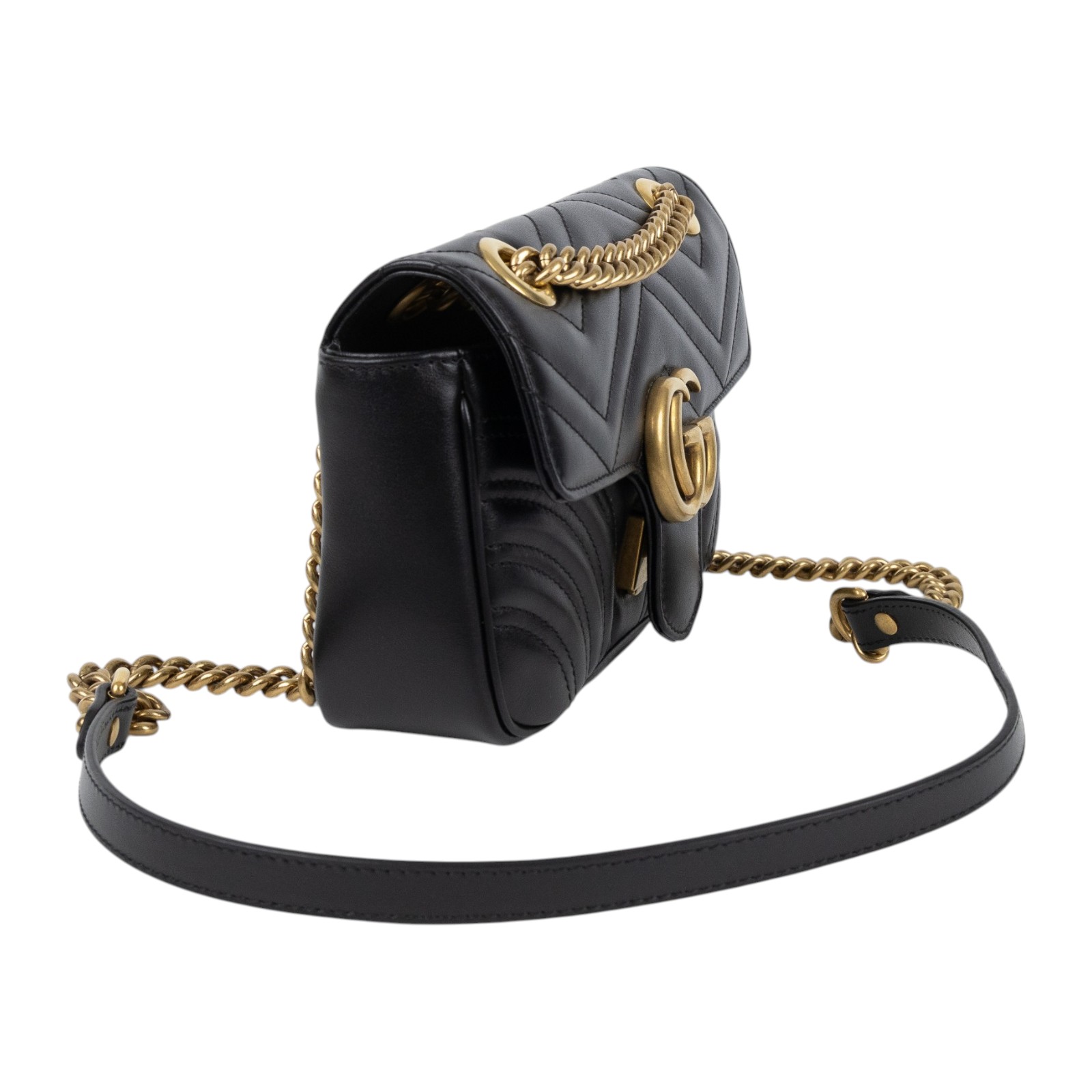 古馳 GUCCI GG Marmont 迷你肩揹袋 446744 DTDIT 黑MARMONT 22CM 防塵袋