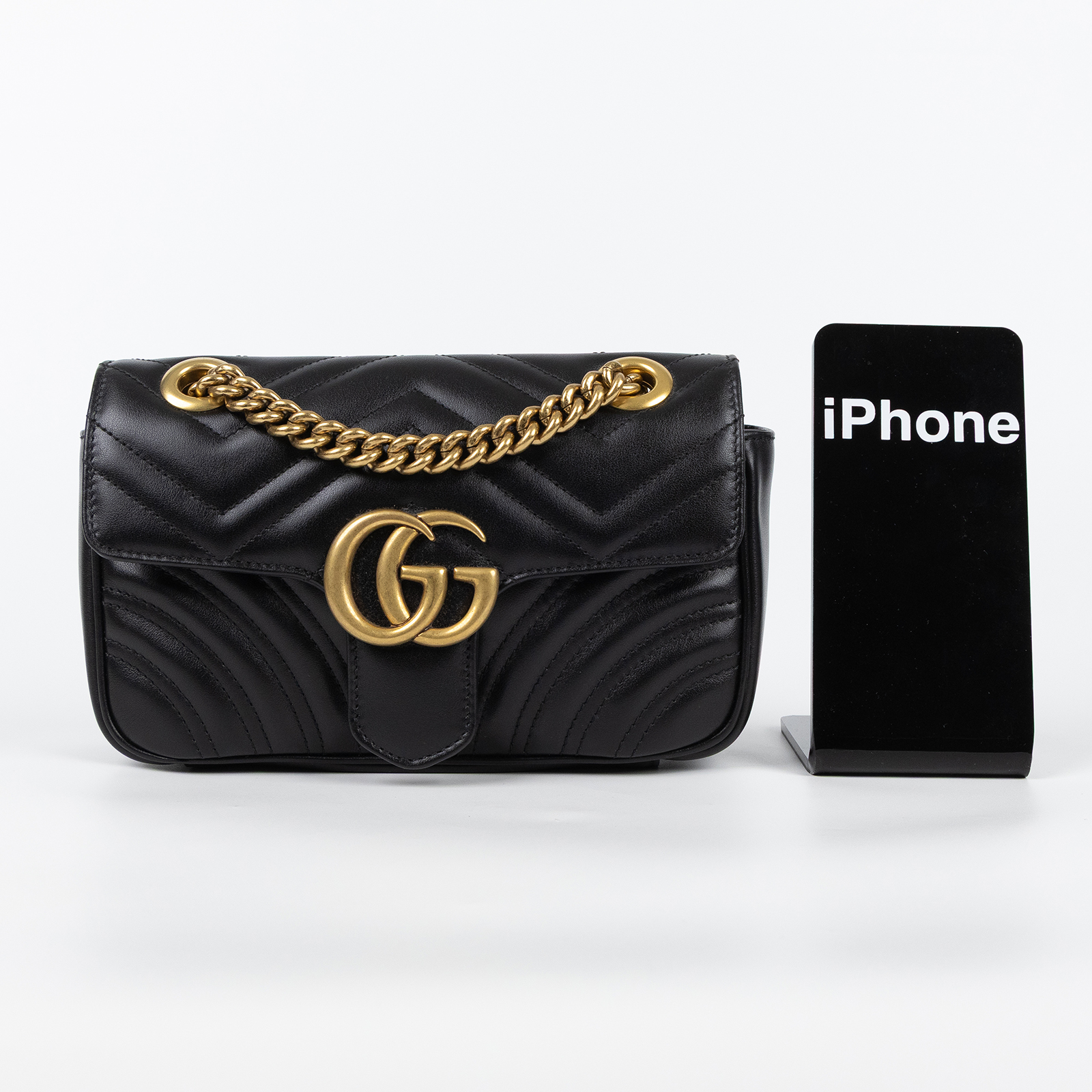 古馳 GUCCI GG Marmont 迷你肩揹袋 446744 DTDIT 黑MARMONT 22CM 防塵袋