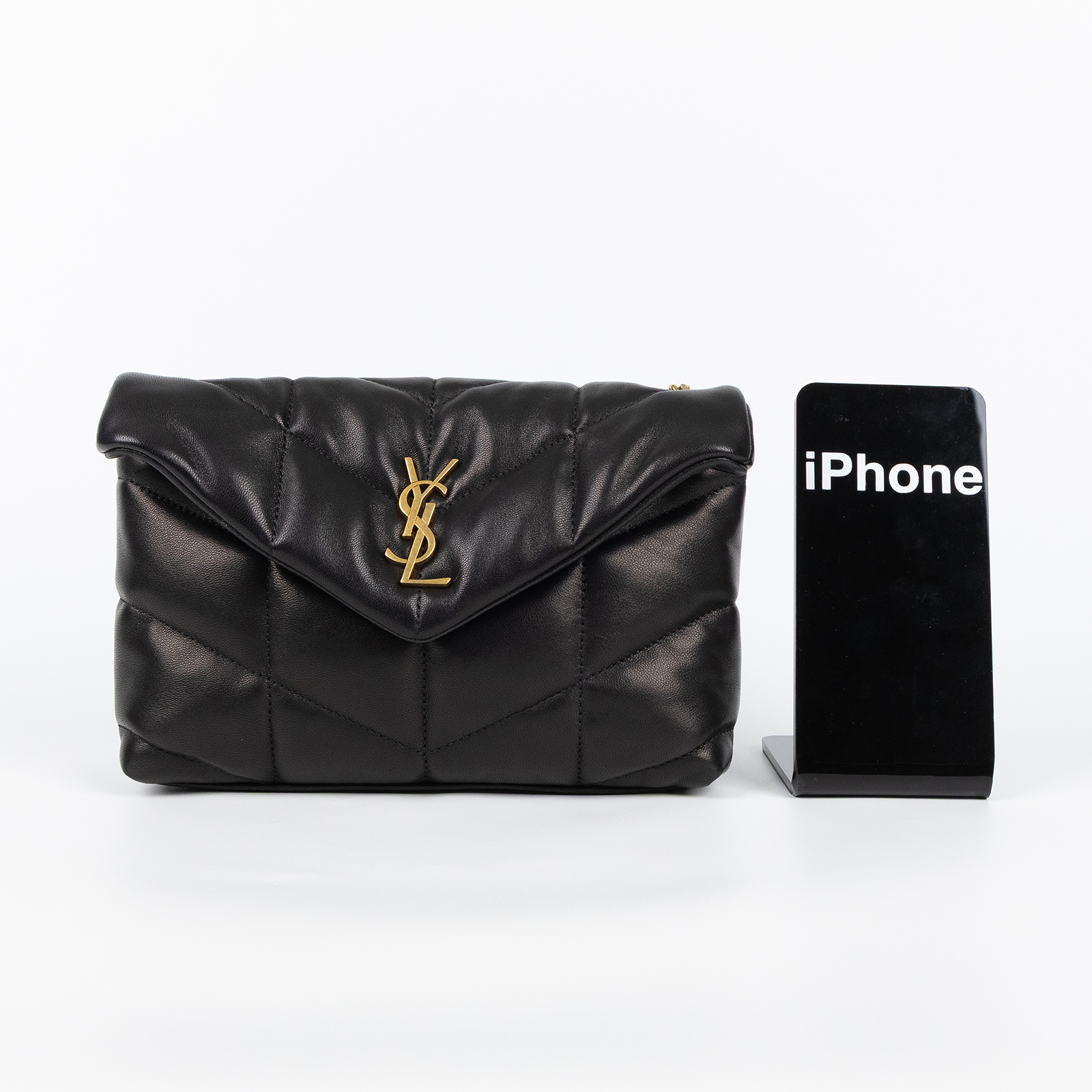 聖羅蘭 YSL SAINT LAURENT Loulou Puffer Mini 迷你 絎縫 斜背包 金色五金 6203331EL07  原廠盒子/防塵袋