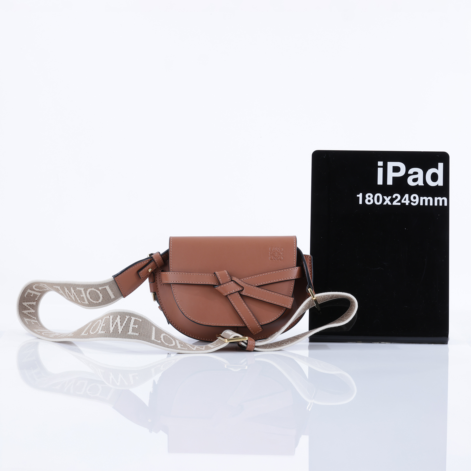 羅意威 LOEWE Mini Gate Dual bag 迷你 小牛皮 肩背包 帆布背帶 A650N46X13 棕色GATE MINI 防塵袋/購買證明