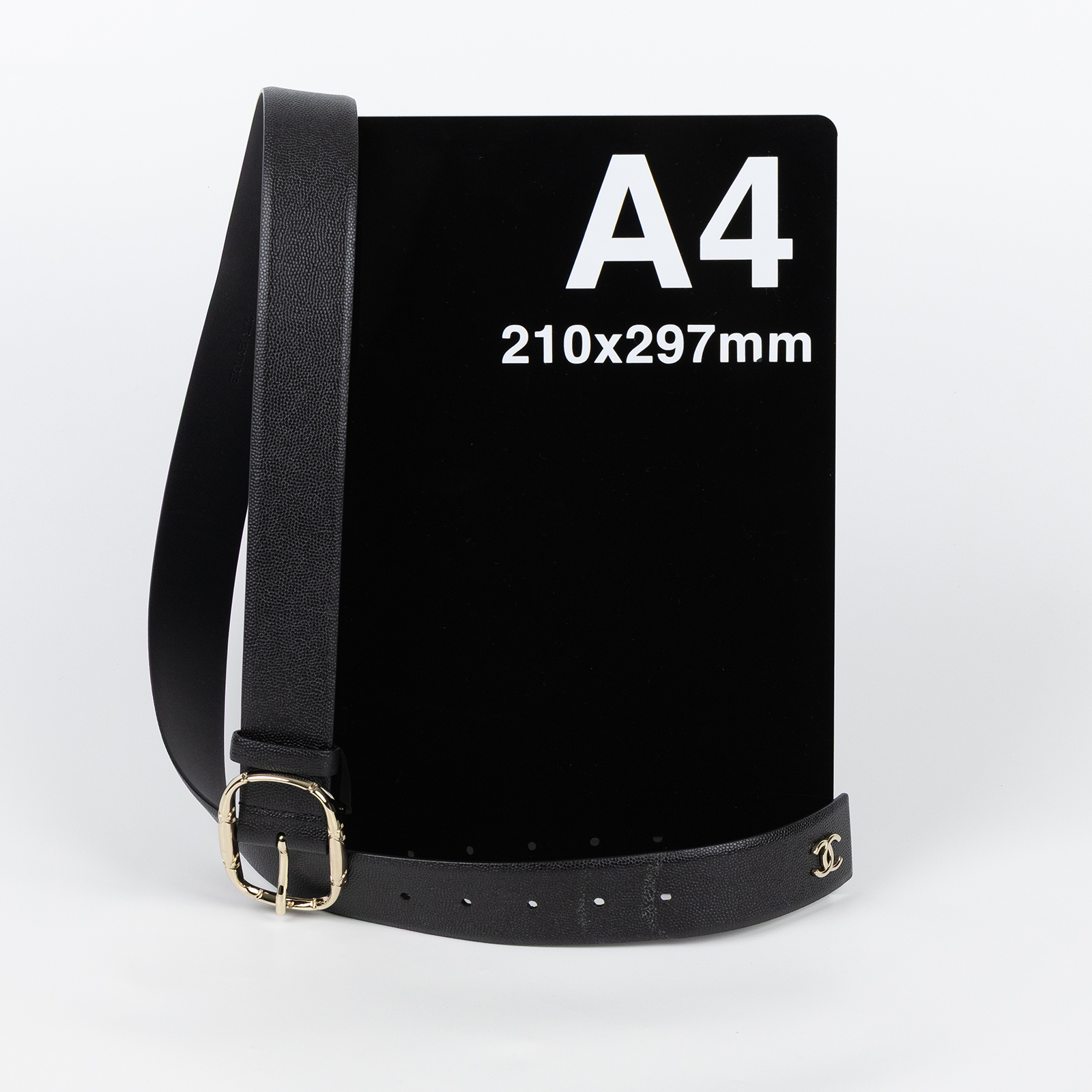 香奈兒 CHANEL 皮帶 AAB176_85 黑淡金荔枝皮帶 防塵袋