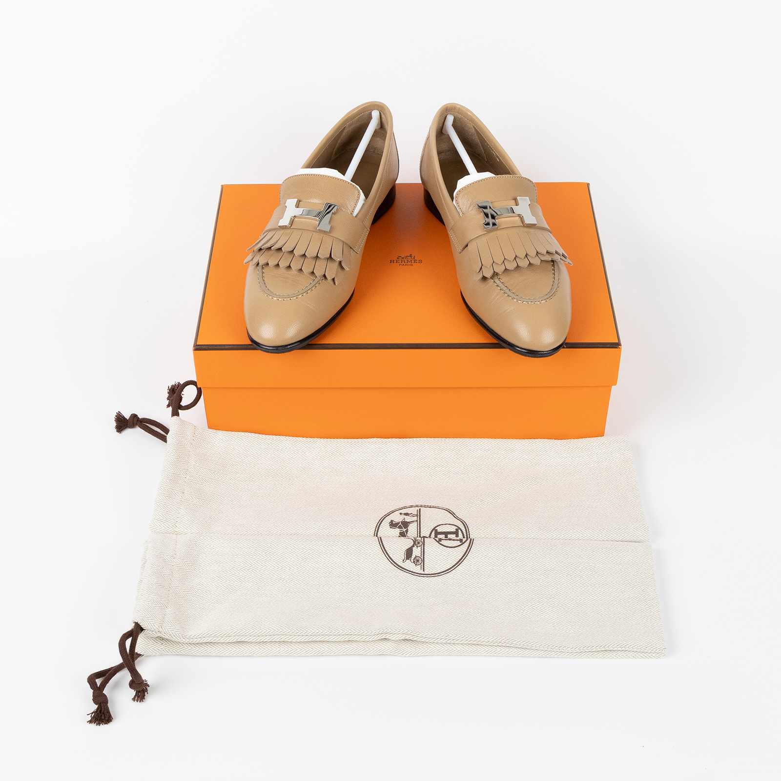 愛馬仕 Hermes Royal 樂福鞋 Beige Argile H181069Zv1J350 /#35 淺棕ROYAL樂福鞋 原廠盒子/防塵袋