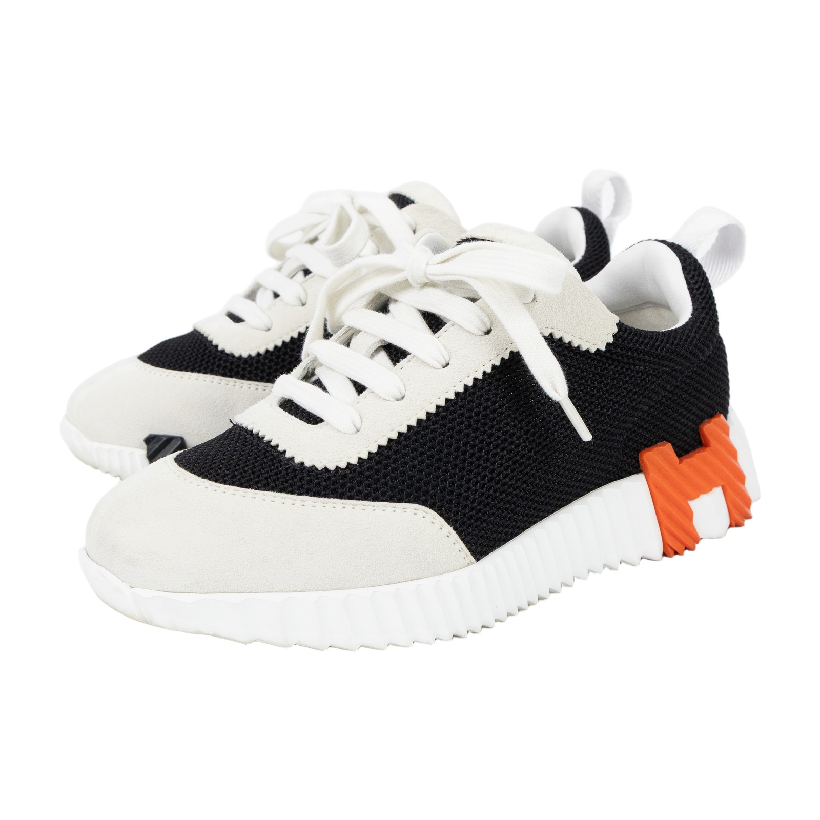 愛馬仕 Hermes Bouncing 運動鞋 H221177Zv03350 #35 米灰麂皮拼黑休閒鞋 原廠盒子/防塵袋/備用鞋帶