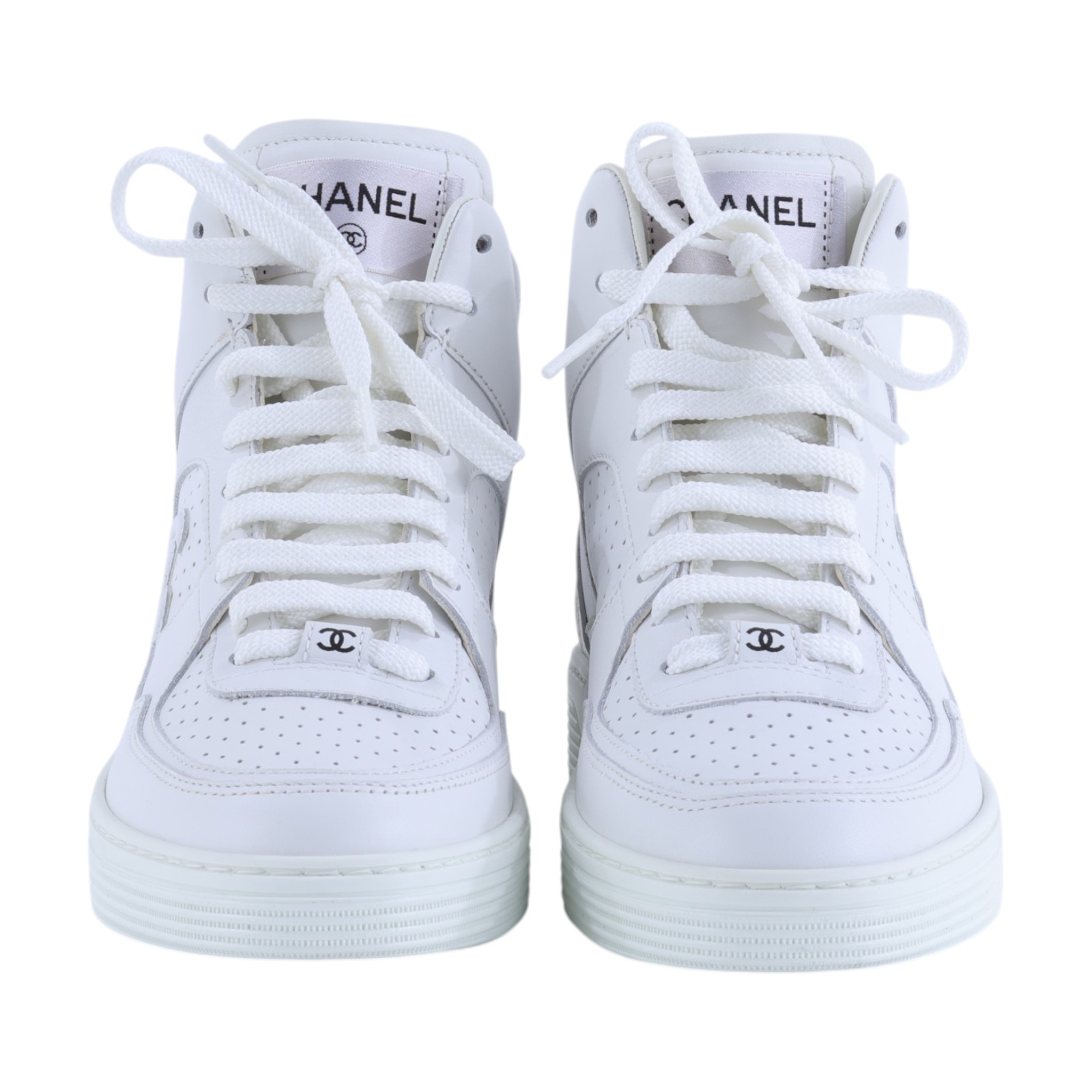 香奈兒 CHANEL CC LOGO 球鞋 運動鞋 G45080 B13302_35 白雙C LOGO高筒休閒鞋 原廠盒子/防塵袋/購買證明/鞋帶