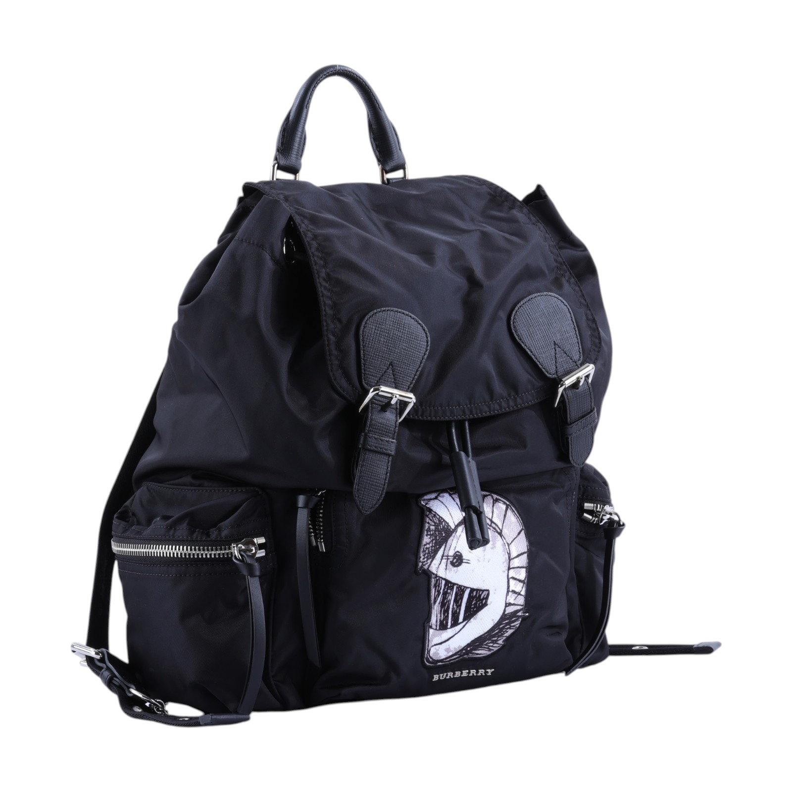 博柏利 BURBERRY The Rucksack 尼龍 後背包  黑刺繡尼龍後背包The Rucksack Backpack 防塵袋