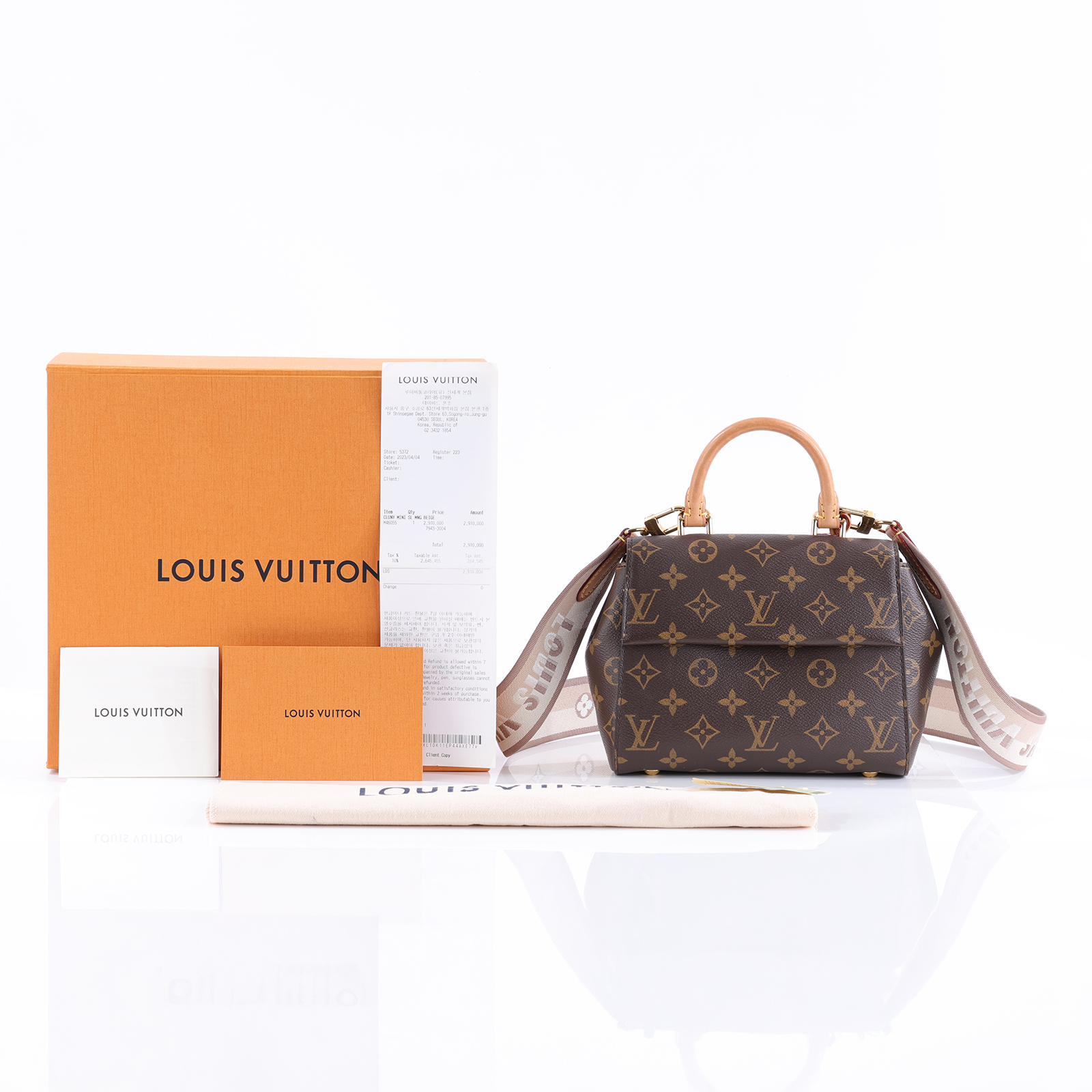 路易威登 LOUIS VUITTON Cluny Mini 手提包 斜背包 M46055 晶片款 原花Cluny Mini 原廠盒子/防塵袋/購買證明/背帶