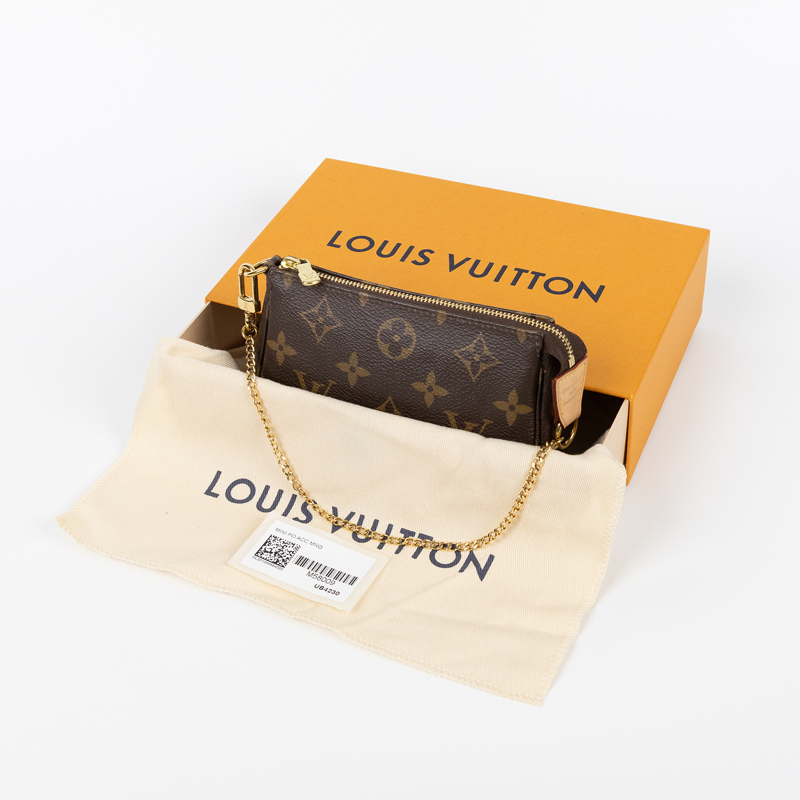 路易威登 LOUIS VUITTON Monogram塗層帆布 鏈帶 迷你小皮包 M58009 原花POUCH金鍊包 原廠盒子/防塵袋