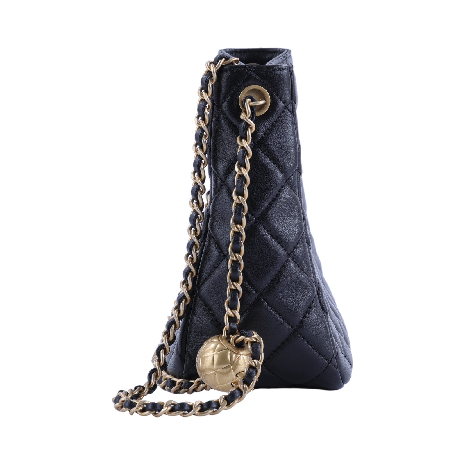 香奈兒 CHANEL 流浪包 小型 AS3259 晶片款 黑羊金球HOBO 防塵袋
