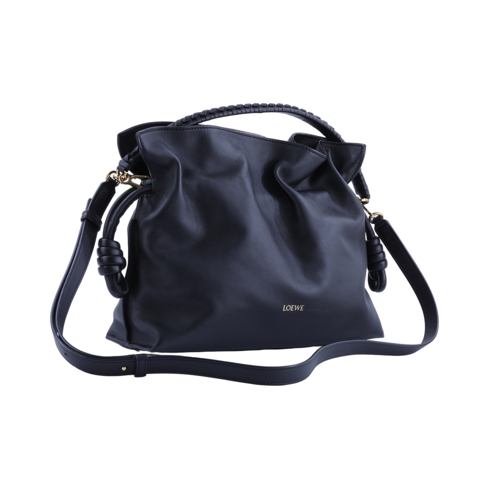羅意威 LOEWE Flamenco Medium 中型 肩背包 A411FC1XD4 黑金FLAMENCO MEDIUM 背帶