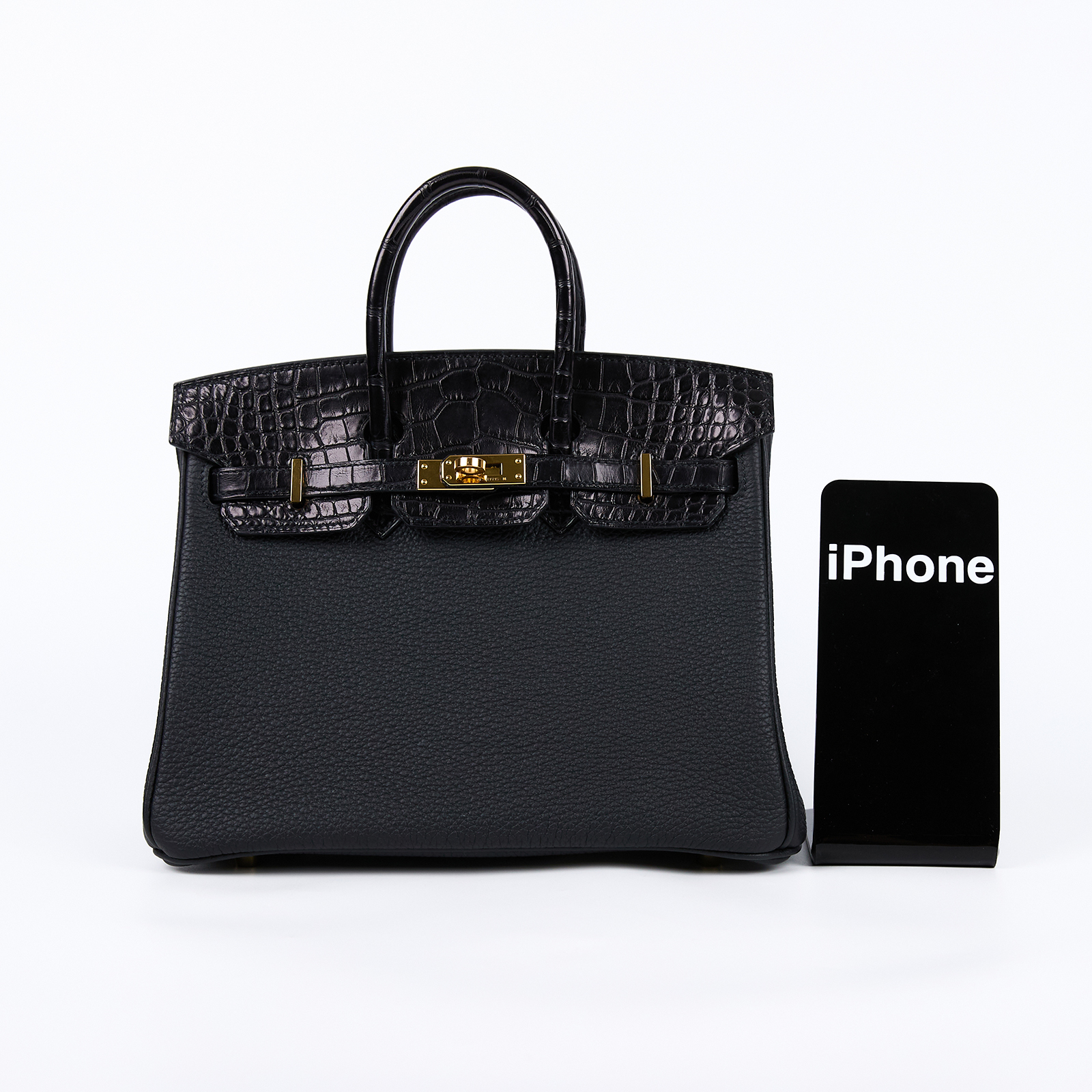 愛馬仕 Hermes Birkin Bag 柏金包 25 金色五金 黑色 H076216CCAB /Y刻  原廠盒子/防塵袋/鎖組/瀕臨絕種野生動植物國際貿易公約影本/購買證明影本/雨衣