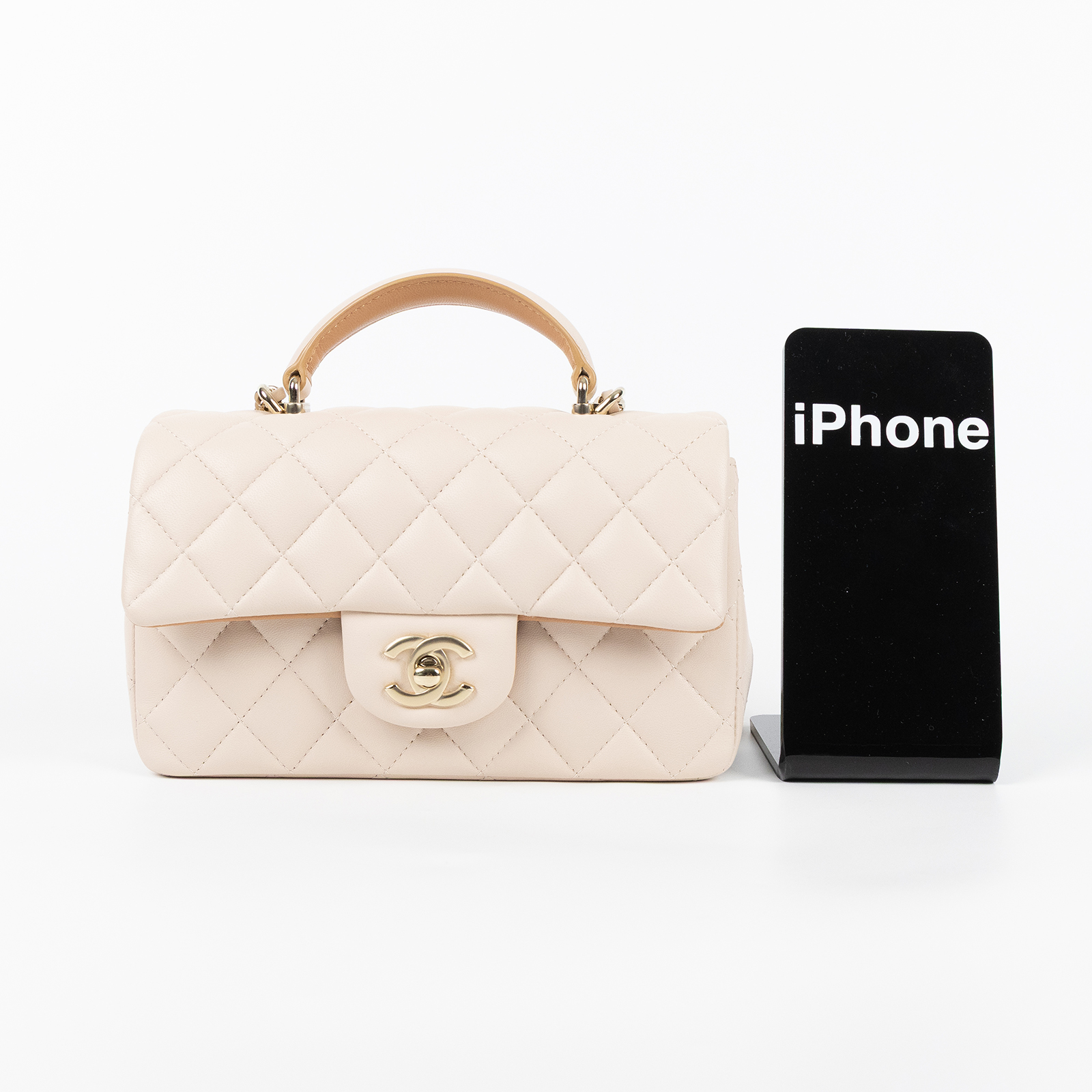 香奈兒 CHANEL Coco 20  Handle 肩背 斜背 迷你 口蓋包 AS2431 晶片款 米金羊COCO20 手把款 原廠盒子/防塵袋