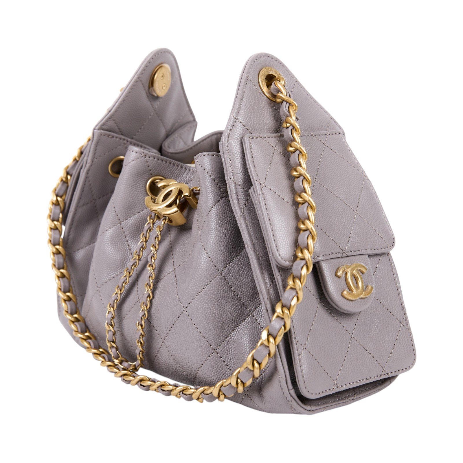 香奈兒 CHANEL 25 迷你包 AS5631 晶片款 灰荔枝25包 MINI 防塵袋