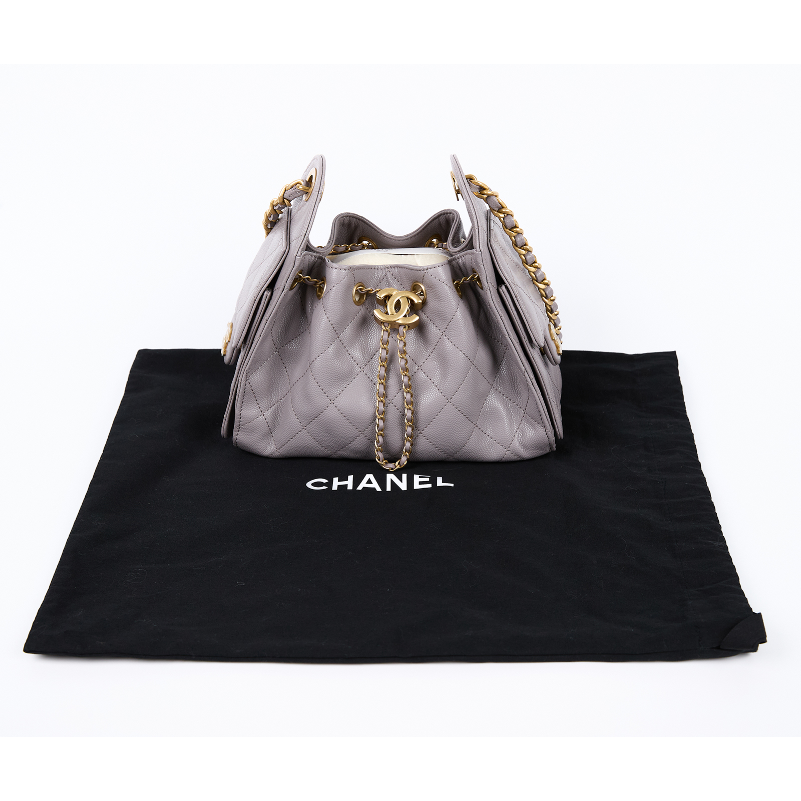 香奈兒 CHANEL 25 迷你包 AS5631 晶片款 灰荔枝25包 MINI 防塵袋