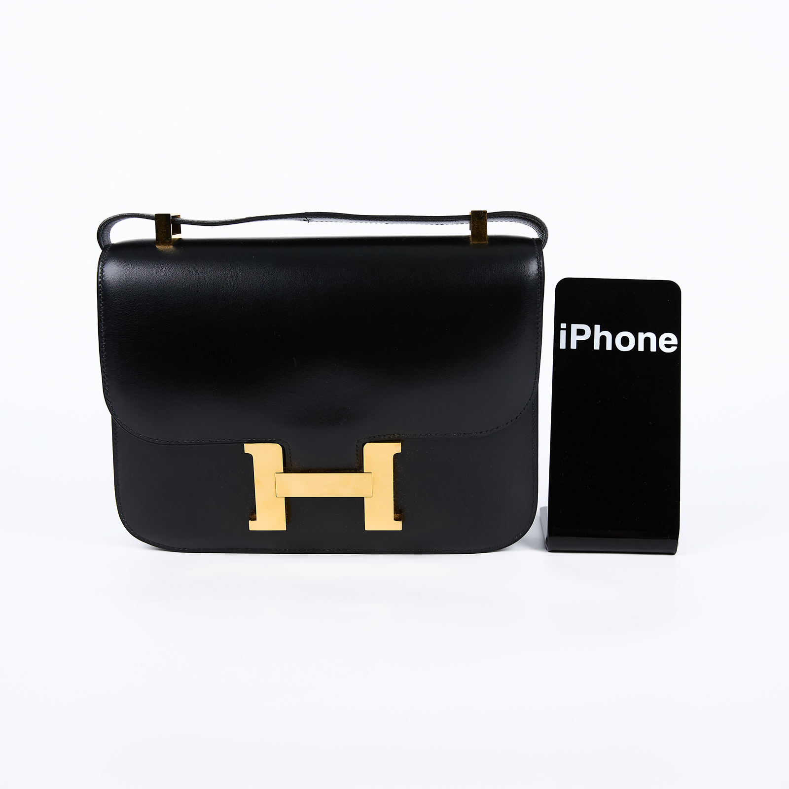愛馬仕 Hermes Constance Bag 康康包 24 CN24 OX OX刻 黑金CONSTANCE 24 BOX皮 防塵袋
