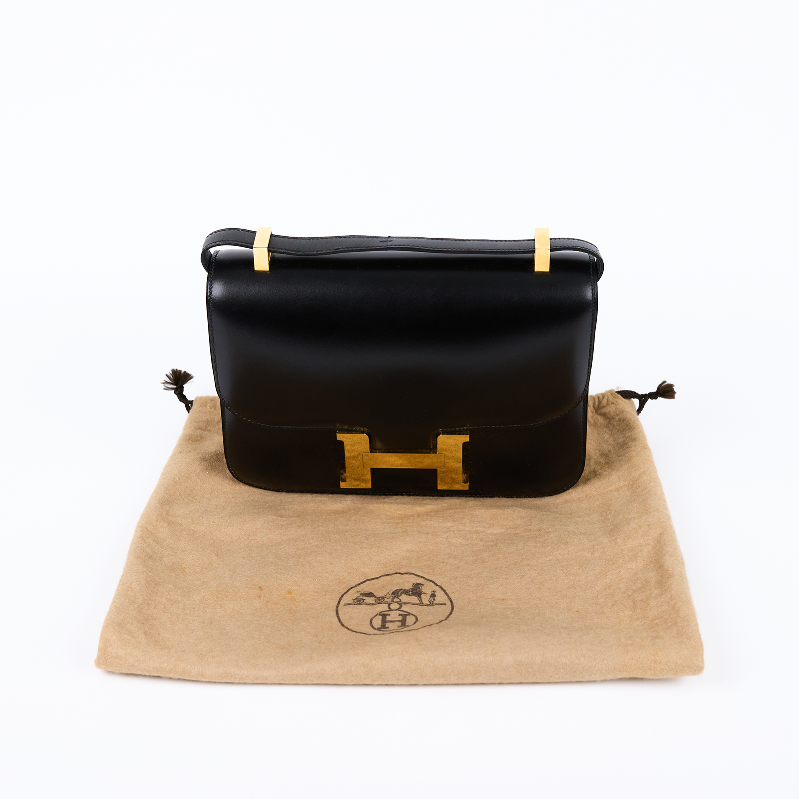 愛馬仕 Hermes Constance Bag 康康包 24 CN24 OX OX刻 黑金CONSTANCE 24 BOX皮 防塵袋