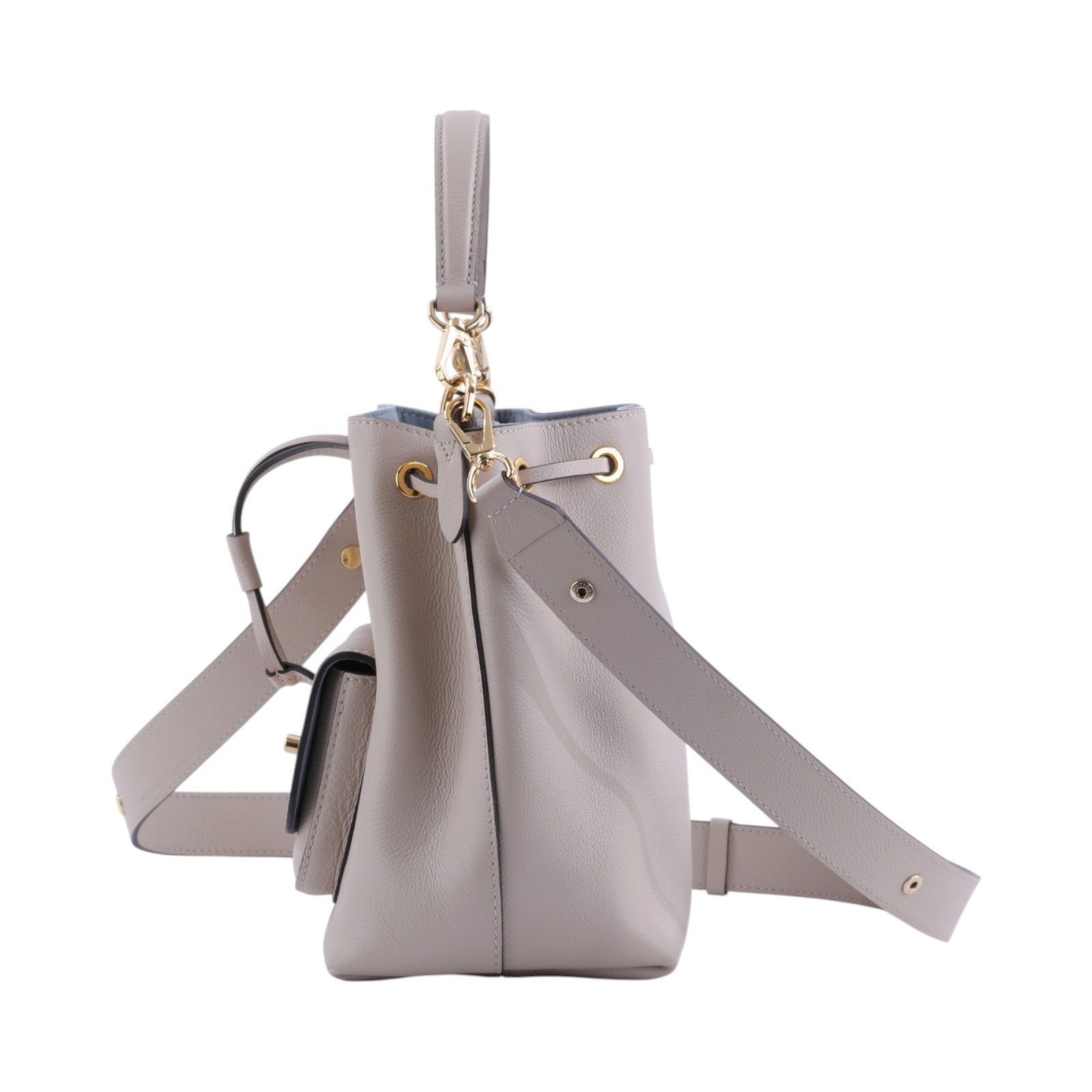 路易威登 LOUIS VUITTON Lockme 水桶包 香檳袋 M57688 晶片款 灰褐色LOCKME水桶包 防塵袋/背帶(晶片消磁)