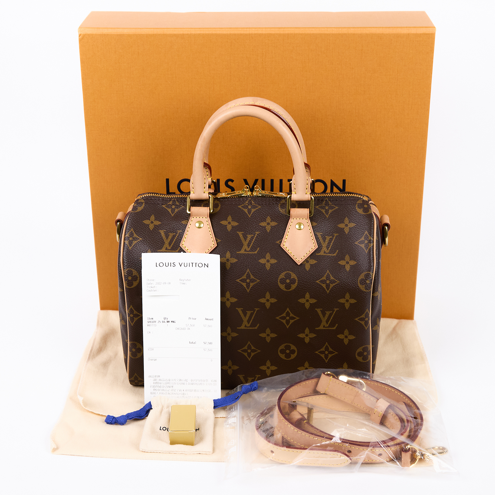 路易威登 LOUIS VUITTON Speedy Bandoulière  25 經典帆布 手提 斜背 波士頓包 M41113 晶片款  原廠盒子/防塵袋/背帶/鎖組/購買證明